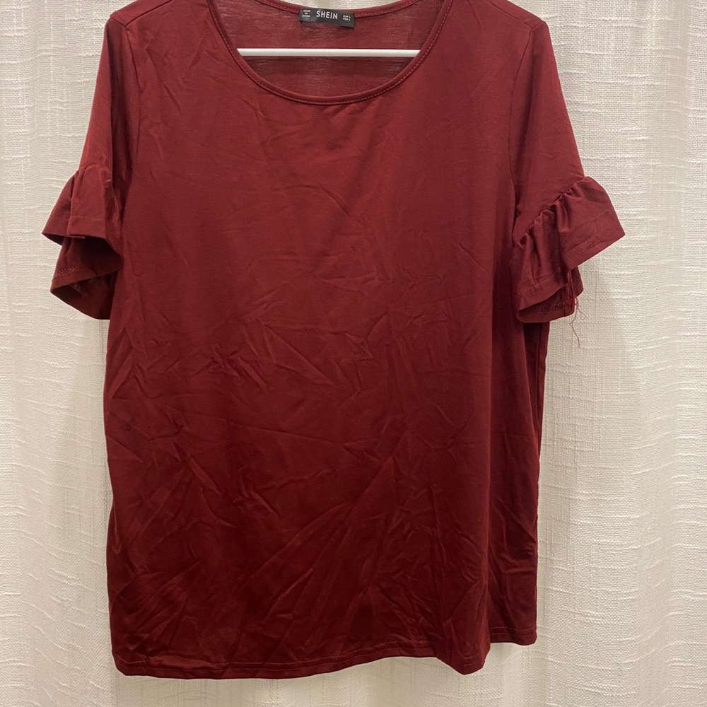 Red ruffle SHEIN shirt